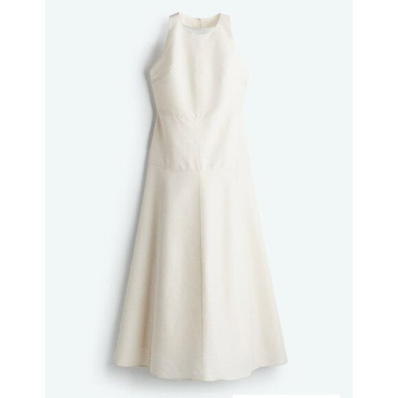 H & M Edition Ivory Halterneck Low Back A line Dress L - Picture 1 of 5
